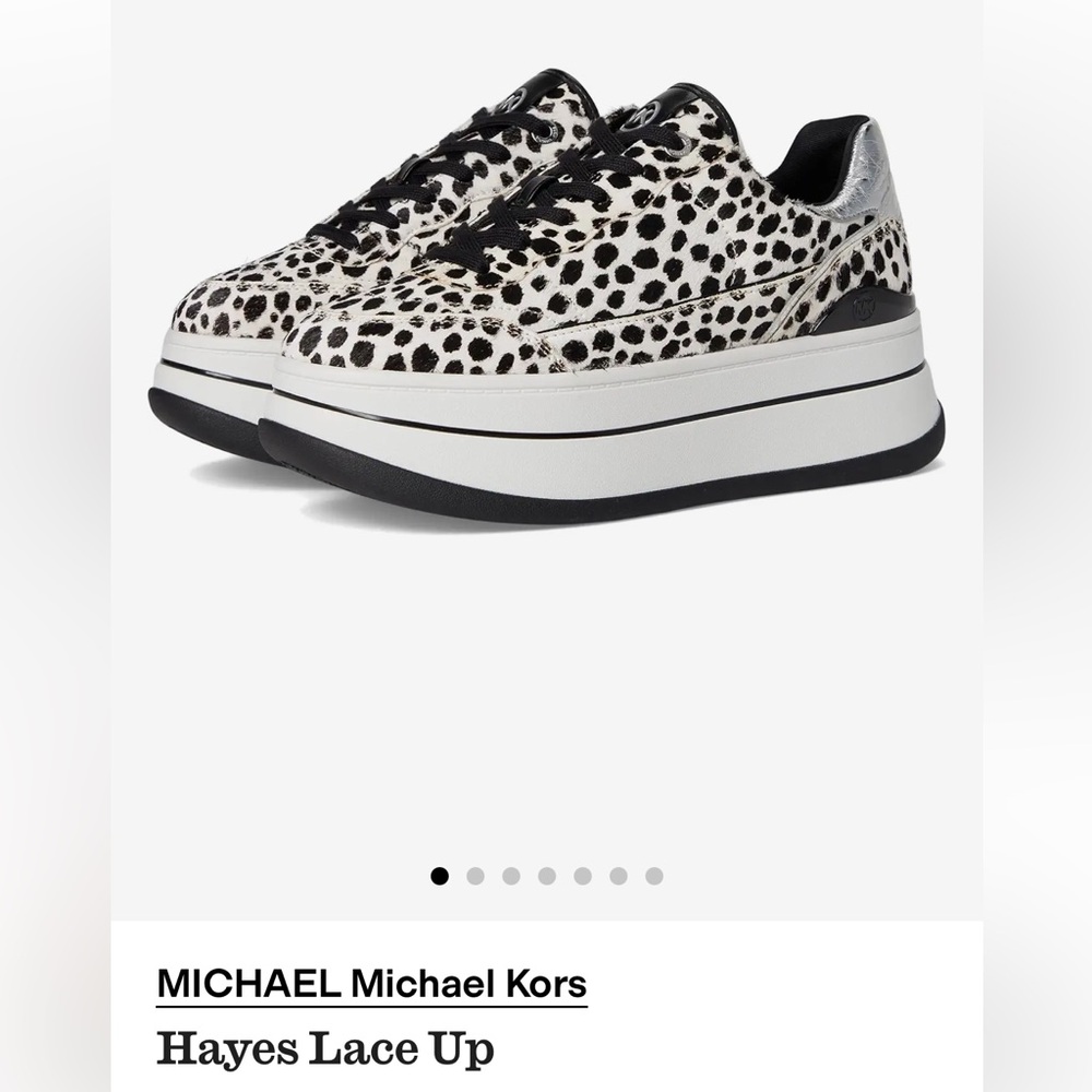 NWOT Michael Kors Hayes Cheetah Calf Hair Platform Sneakers - Picture 1 of 12